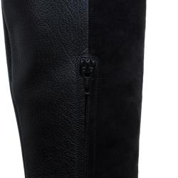 Pre Owned Chloe Black Leather and Suede Over The Knee Boots Size 36