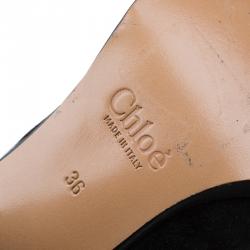 Pre Owned Chloe Black Leather and Suede Over The Knee Boots Size 36