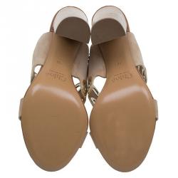 Pre Owned Chloe Beige Leather Eyelet Mules Size 36