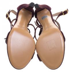 Pre Owned Chloe Purple Suede Fringed Sandals Size 36