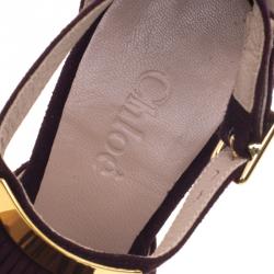 Pre Owned Chloe Purple Suede Fringed Sandals Size 36