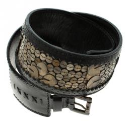 Chloe Black Leather Sequin Embellished Belt 85 CM