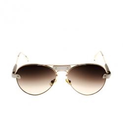 Chloe Gold Rimmed Womens Aviators With White Leather Trim