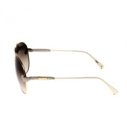 Chloe Gold Rimmed Womens Aviators With White Leather Trim