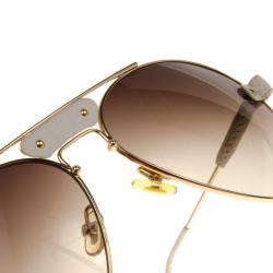 Chloe Gold Rimmed Womens Aviators With White Leather Trim