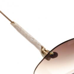 Chloe Gold Rimmed Womens Aviators With White Leather Trim