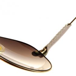 Chloe Gold Rimmed Womens Aviators With White Leather Trim