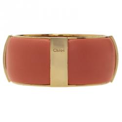 Pre Owned أسورة كلوي جلد وردي لون ذهبي