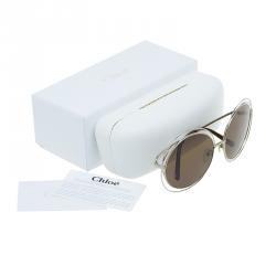 Chloe Gold Carlina CE114S 743 Oversized Round Sunglasses