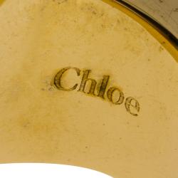 Chloe Bettina Green Natural Stone Gold Tone Ring Size 56
