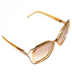 Pre Owned Chloe Gold/Pink CE625S Square Sunglasses