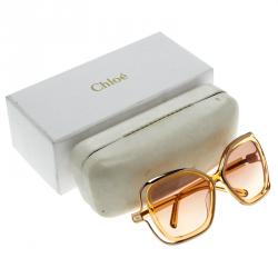 Pre Owned Chloe Gold/Pink CE625S Square Sunglasses