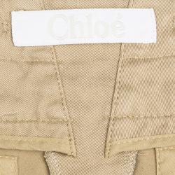 Pre Owned Chloe Khaki Cotton High Waist Wide Leg Baggy Pants L