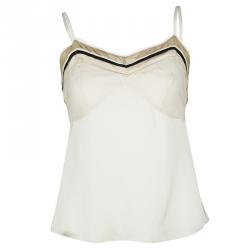 Pre Owned Chloe Beige Silk Lace Trim Detail Camisole S