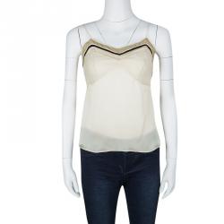 Pre Owned Chloe Beige Silk Lace Trim Detail Camisole S