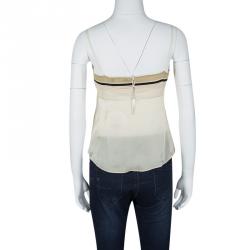 Pre Owned Chloe Beige Silk Lace Trim Detail Camisole S