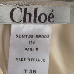Pre Owned Chloe Beige Silk Lace Trim Detail Camisole S