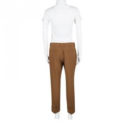 Chloe Brown Wool Straight Fit Trousers M