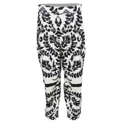 Pre Owned بنطلون كلوي حرير مونوكرومي مطبوع بأرجل ضيقة M