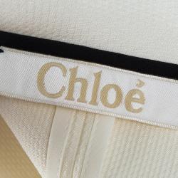 Chloe Cream Contrast Trim Long Sleeve Blouse M