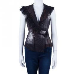 Pre Owned بلوزة كلوي بني مطبوعة مقاس M