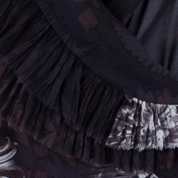 Pre Owned بلوزة كلوي بني مطبوعة مقاس M