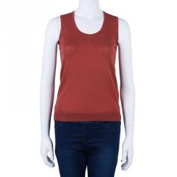 Pre Owned بلوفر كلوي أحمر بدون أكمام S