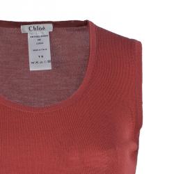 Pre Owned بلوفر كلوي أحمر بدون أكمام S