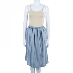 Pre Owned Chloe Silver Quilted Skirt S