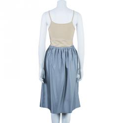 Pre Owned Chloe Silver Quilted Skirt S