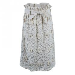 Pre Owned Chloe Offwhite Floral Skirt M