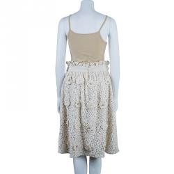 Pre Owned تنورة كلوي موردة أبيض فاتح M 