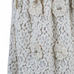 Pre Owned تنورة كلوي موردة أبيض فاتح M 