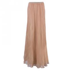 Pre Owned Chloe Sahara Pink Plisse Chiffon Maxi Skirt M