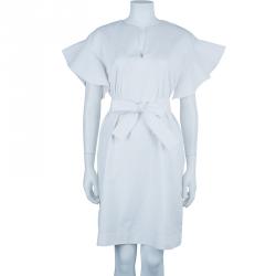 مملوكة مسبقًا فستان كلوي أبيض بأكمام مكشكشة M