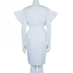 مملوكة مسبقًا فستان كلوي أبيض بأكمام مكشكشة M