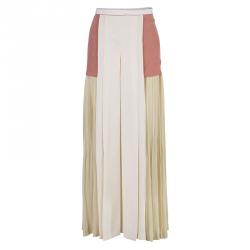 Pre Owned Chloe Colorblock Chiffon Midi Skirt L