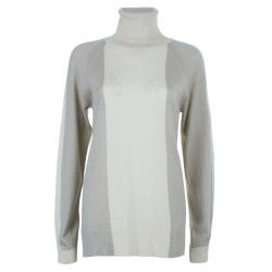 Pre Owned Chloe Neutral Turtleneck Knit Top M