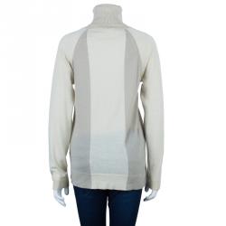 Pre Owned Chloe Neutral Turtleneck Knit Top M
