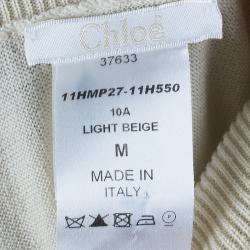 Pre Owned Chloe Neutral Turtleneck Knit Top M