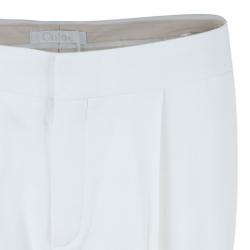 Pre Owned Chloe White Cropped Formal Trousers M