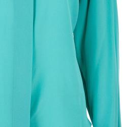 Pre Owned بلوزة كلوي ثنائية اللون حرير ياقة بيتر بان L