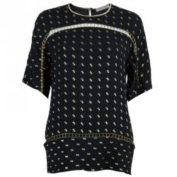 Pre Owned Chloe Black Gold Detail Top M