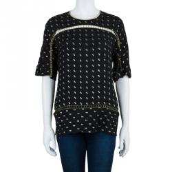 Pre Owned Chloe Black Gold Detail Top M