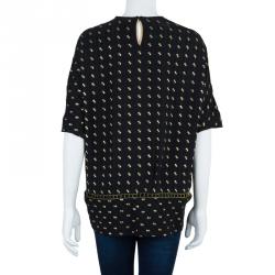 Pre Owned Chloe Black Gold Detail Top M