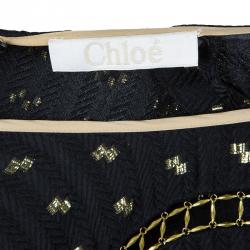 Pre Owned Chloe Black Gold Detail Top M