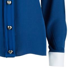 Pre Owned Chloe Navy Contrast Collar Silk Shirt M