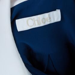 Pre Owned Chloe Navy Contrast Collar Silk Shirt M