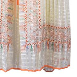 Pre Owned Chloe Orange Foulard Print Pleated Silk Dress M
