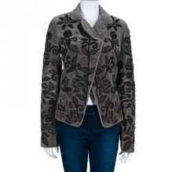 Pre Owned Chloe Gray Velvet Embellished Jacket S